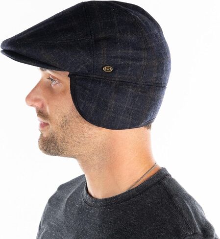Funky Junque Newsboy Hats for Men Wool Ivy Flat Cap with Ear Flaps Fitted Winter Scally Gatsby Earflaps Driver Beret in Saudi Arabia