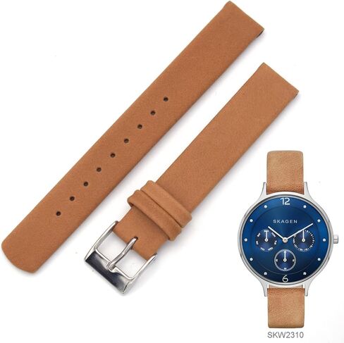 THEAGE 14mm Leather Calfskin Women's Watch Band Straps Replacement for Skagen in Saudi Arabia