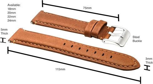 STUNNING SELECTION ALPINE Padded soft genuine waterproof leather watch band - 18mm, 20mm, 22mm, 24mm in Saudi Arabia