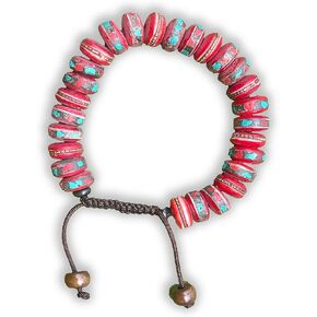 Tibetan Mala Embedded Medicine Wrist Mala for Meditation Handmade Draw String Silk Pouch in Saudi Arabia