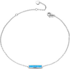 Sterling Silver Created Opal Anklets Dainty Foot Ankle Bracelets for Women Girls in Saudi Arabia