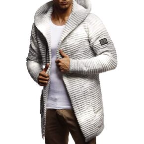 Leif Nelson Men's Sweatshirt Cardigan Slim Fit | Men Sweat Jacket with a Hood | Modern Hoody Pullover Hoodie | LN5715
