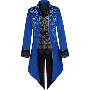 IWQBQ Men's Steampunk Jacket Gothic Medieval Vintage Court Tailcoat Halloween Costumes