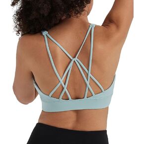 Attifall Sports Bra for Women, Sexy Crisscross Back Low Impact Padded Strappy Yoga Bra with Removable Cups