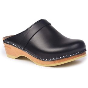 Troentorp Clogs Da Vinci Bastad Slip On Closed Toe Leather Womens Original Swedish Wooden Clogs