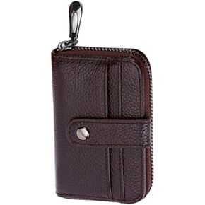 محفظة جلدية أصلية، منظم حافظة محفظة عالمية متعددة الوظائف من MoreChioce مع 12 فتحة لبطاقة الائتمان، سحاب صغير لنقود البطاقة المعدنية، وردة حمراء in Kuwait