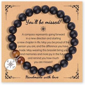 Sisadodo Going Away Gifts for Men Women Coworker Natural Stone Bracelet for Farewell Retirement Gift for Colleague Inspirational Gifts