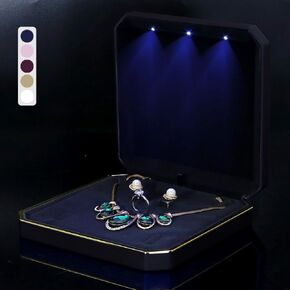HSLFUAI Large Necklace Box, Necklace Gift Box with Led Light,Jewelry Box for Necklace,Jewelry Gift Box for Wedding, Birthday, Valentine' Day, Mother'S Day, Christmas in Kuwait