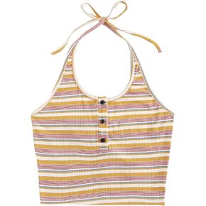 SweatyRocks Women's Casual Sleeveless Vest Halter Crop Top Cami Tank Tops