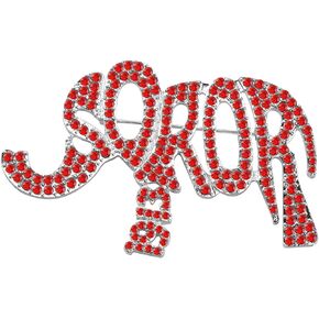 CENWA Read and White Sorority Jewelry Elephant Soror Brooch Pin Gift Greek Sorority Gift