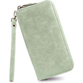 FT FUNTOR Wristlet Wallets for Women, Ladies PU Vegan Leather Clutch Wallet Zip around Phone Purse Card Holder Organizer