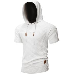 Zaitun Men's Short Sleeve Hoodie Shirt Casual Waffle Knitted Pullover Sweater in Saudi Arabia