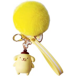 سلسلة مفاتيح لطيفة على شكل يونيكورن بوم بوم مع كرة فرو صغيرة لتزيين هدية عيد الميلاد، لون اسود، مقاس S من تونسامفو in Kuwait