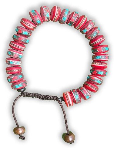Tibetan Mala Embedded Medicine Wrist Mala for Meditation Handmade Draw String Silk Pouch in Kuwait