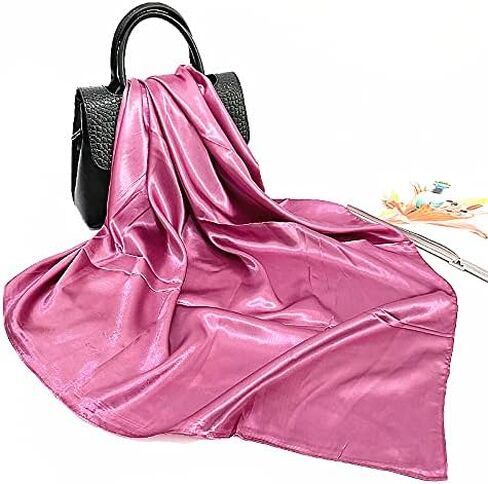 RUOLIN 35×35 inches large square women's satin silk like head scarf fashion pattern silk feeling hair sleeping wrap in Kuwait