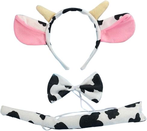 Marlegard® 3PCs Funny Dalmatian Milk Leopard Costume Headband Ear with Tail Tie in Saudi Arabia