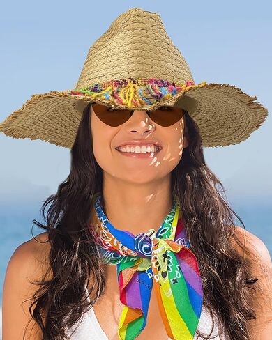Cinco de Mayo Straw Hat with Colorful Tassel Summer Seaside Holiday Outing Female Mexican Starw Hats for Women Men Adult in Kuwait