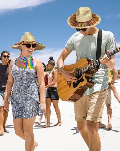 Cinco de Mayo Straw Hat with Colorful Tassel Summer Seaside Holiday Outing Female Mexican Starw Hats for Women Men Adult in Kuwait