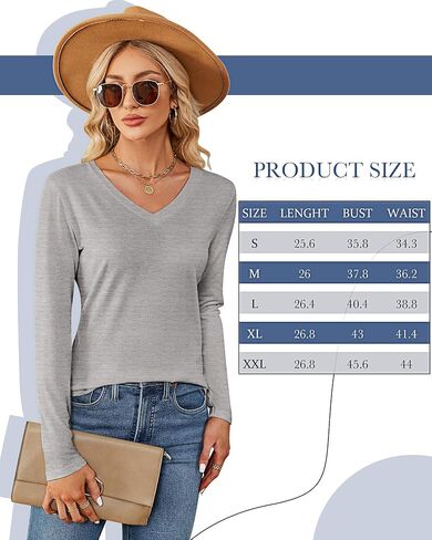 Ficerd 2 Pack Women's V Neck T Shirts, Short or Long Sleeve Tunic Tops Causal Summer Basic Shirts Solid Hem Tee Blouses in Kuwait