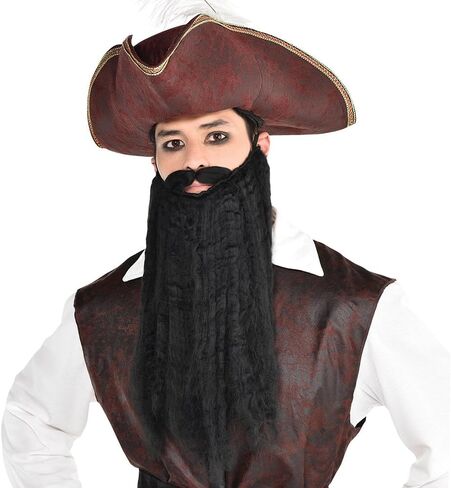 لحية/شارب أسود محشو - قطعة واحدة. - مظهر وملمس فاخر، مثالي للأزياء التنكرية والحفلات ذات الطابع الخاص والمهرجانات والحفلات التنكرية والمزيد in Kuwait