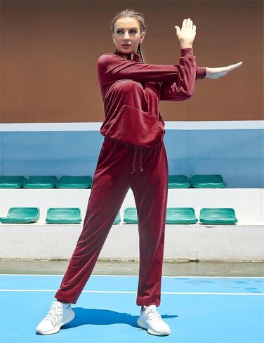 HOTOUCH Women's Velour Tracksuit Long Sleeve Sweatsuits Sets 2 Piece Half-Zip Sweatshirt Jogging Suits Outfits with Pocket in Kuwait