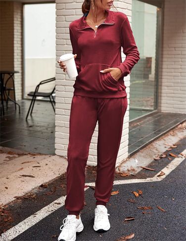 HOTOUCH Women's Velour Tracksuit Long Sleeve Sweatsuits Sets 2 Piece Half-Zip Sweatshirt Jogging Suits Outfits with Pocket in Kuwait