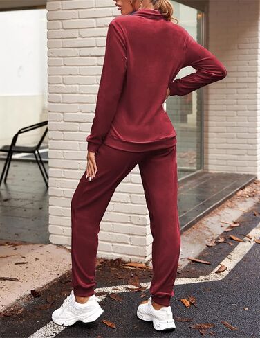 HOTOUCH Women's Velour Tracksuit Long Sleeve Sweatsuits Sets 2 Piece Half-Zip Sweatshirt Jogging Suits Outfits with Pocket in Kuwait
