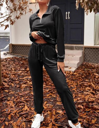 HOTOUCH Women's Velour Tracksuit Long Sleeve Sweatsuits Sets 2 Piece Half-Zip Sweatshirt Jogging Suits Outfits with Pocket in Kuwait