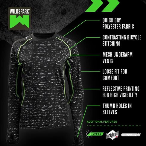 قميص WILDSPARK نسائي عاكس للأداء في الهواء الطلق - تي شيرت عالي الوضوح بأكمام طويلة - حماية من أشعة الشمس بعامل حماية من أشعة الشمس 50+ in Kuwait
