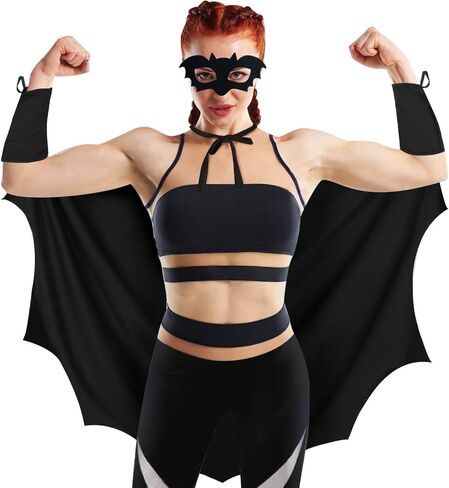 أزياء الهالوين بأجنحة الخفافيش للنساء، أجنحة الخفافيش للهالوين مع قناع العين للنساء البالغات والفتيات في الحفلات التنكرية in Kuwait