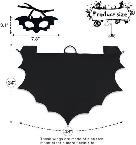 أزياء الهالوين بأجنحة الخفافيش للنساء، أجنحة الخفافيش للهالوين مع قناع العين للنساء البالغات والفتيات في الحفلات التنكرية in Kuwait