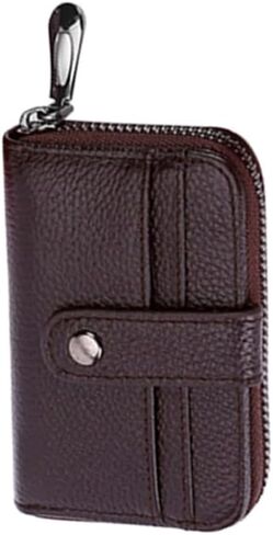 محفظة جلدية أصلية، منظم حافظة محفظة عالمية متعددة الوظائف من MoreChioce مع 12 فتحة لبطاقة الائتمان، سحاب صغير لنقود البطاقة المعدنية، وردة حمراء in Kuwait