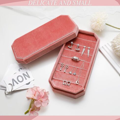 HCJEBX صندوق مجوهرات مخملي محمول منظم متعدد الوظائف حامل مجوهرات حامل حلق صندوق مجوهرات للسفر هدية مناسبة للنساء أو الفتيات (أزرق) in Kuwait