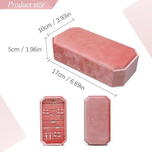HCJEBX صندوق مجوهرات مخملي محمول منظم متعدد الوظائف حامل مجوهرات حامل حلق صندوق مجوهرات للسفر هدية مناسبة للنساء أو الفتيات (أزرق) in Kuwait