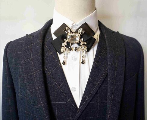 Rhinestone Bow brooches pins for Women Men Bow Tie pretie Brooch Pin Shirt Bowtie Jabot Collar for Men's Shirt Party (BV14) in Kuwait