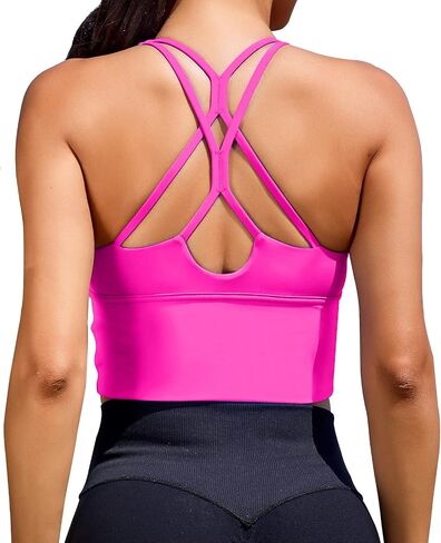 Women Sports Bras Longline Fitness Crop Tops Tank Gym Camisole Yoga Workout Running Shirts in Kuwait