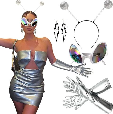 LaVenty Silver UFO Costume UFO Space Headband Silver Techno Headband in Kuwait