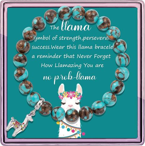 Llama Gifts for Women No Prob-Llama Bracelet,Purple Agate Beads Llama Charm,Llama Birthday Gift Alpaca Gifts for Llama Lovers in Kuwait