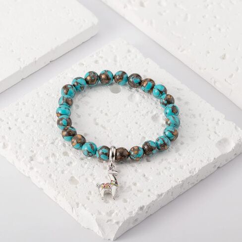 Llama Gifts for Women No Prob-Llama Bracelet,Purple Agate Beads Llama Charm,Llama Birthday Gift Alpaca Gifts for Llama Lovers in Kuwait