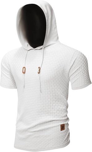Zaitun Men's Short Sleeve Hoodie Shirt Casual Waffle Knitted Pullover Sweater in Kuwait