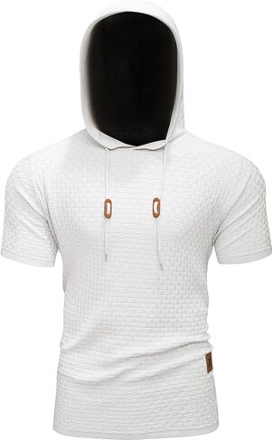 Zaitun Men's Short Sleeve Hoodie Shirt Casual Waffle Knitted Pullover Sweater in Kuwait