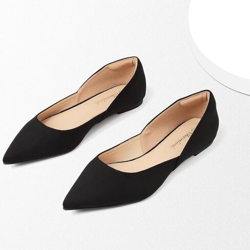 Womens Pointed Toe Black Ballet Flats Comfortable Casual Dress Flats for Women Elegant Memory Foam Flats Shoes with Party Wedding in Saudi Arabia