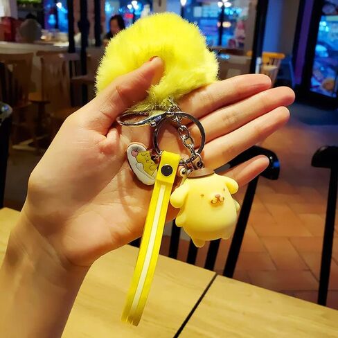 سلسلة مفاتيح لطيفة على شكل يونيكورن بوم بوم مع كرة فرو صغيرة لتزيين هدية عيد الميلاد، لون اسود، مقاس S من تونسامفو in Kuwait