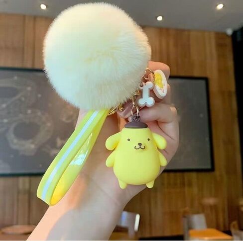 سلسلة مفاتيح لطيفة على شكل يونيكورن بوم بوم مع كرة فرو صغيرة لتزيين هدية عيد الميلاد، لون اسود، مقاس S من تونسامفو in Kuwait