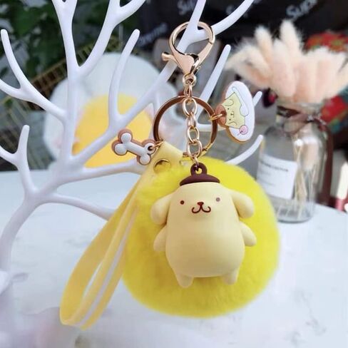 سلسلة مفاتيح لطيفة على شكل يونيكورن بوم بوم مع كرة فرو صغيرة لتزيين هدية عيد الميلاد، لون اسود، مقاس S من تونسامفو in Kuwait