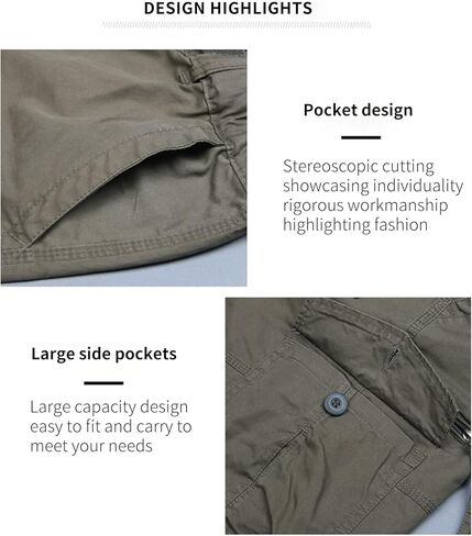 شورت كابري كارجو للرجال، شورت عسكري تكتيكي للمشي لمسافات طويلة، مقاس مريح تحت الركبة، 3/4 شورت كارجو مع جيوب متعددة in Kuwait