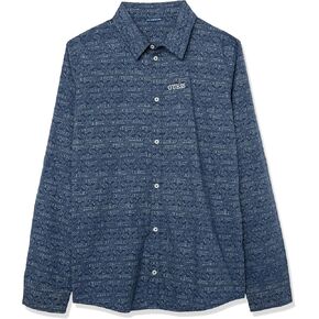 GUESS boys Organic Stretch Poplin All Over Print Woven Top Shirt in Saudi Arabia