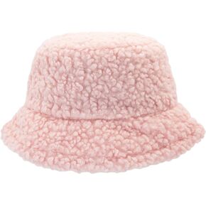 Dohia Fuzzy Bucket Hat for Women Furry Fur Bucket Hat Winter Warm Plush Fisherman Fluffy Sherpa Bucket Hat D2-YGMMZ in Kuwait