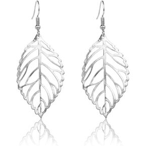 coadipress Cutout Leaf Earrings for Women Girls Simple Fashion Gold Silver Plated Hollow Out Filigree Leaves Lightweight Dangle Drop Statement Earrings in Saudi Arabia