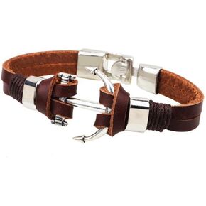 MiniJewelry قارب سفينة مرساة عجلة Radder أساور جلدية للرجال والنساء إغلاق الحبل المشبك
